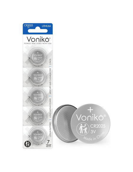 Baterías de Litio Voniko CR2025 3V Paquete de 5 - Seguridad Infantil