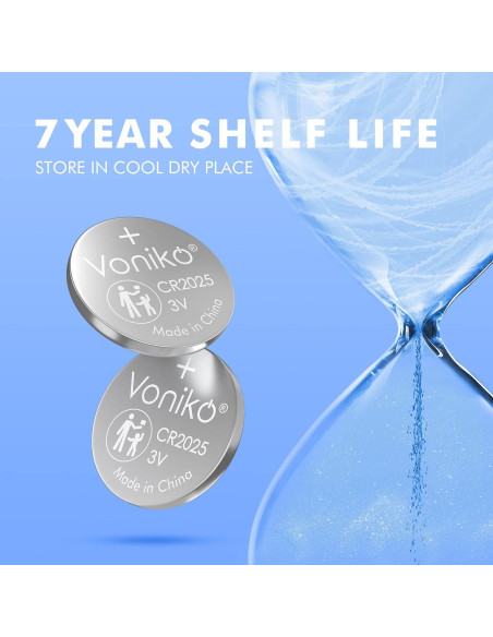 Baterías de Litio Voniko CR2025 3V Paquete de 5 - Seguridad Infantil