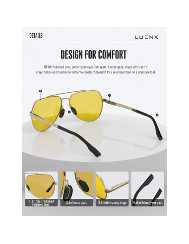 Gafas de sol LUENX Aviador Polarizadas UV400 Metal
