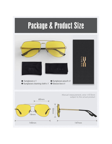 Gafas de sol LUENX Aviador Polarizadas UV400 Metal