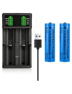 Cargador de Batería Universal 18650 con 2 Baterías 2200mAh