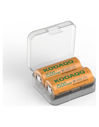 Paquete de 2 Baterías Recargables KOOAQQ 18350 1500mAh 3.7V