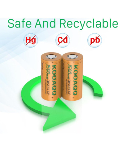 Paquete de 2 Baterías Recargables KOOAQQ 18350 1500mAh 3.7V