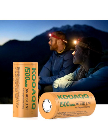 Paquete de 2 Baterías Recargables KOOAQQ 18350 1500mAh 3.7V
