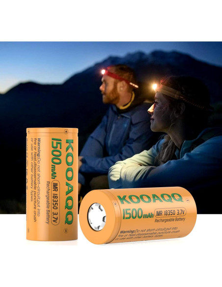 Paquete de 2 Baterías Recargables KOOAQQ 18350 1500mAh 3.7V