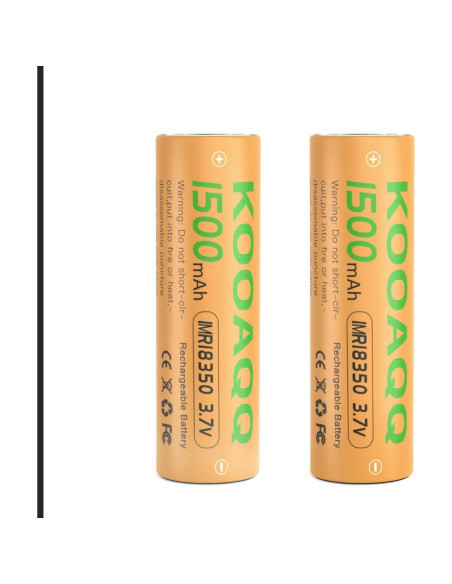 Paquete de 2 Baterías Recargables KOOAQQ 18350 1500mAh 3.7V