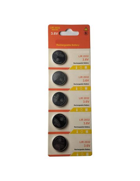 5 Baterías Recargables LIR2032 Milestock 3.6V 40mAh