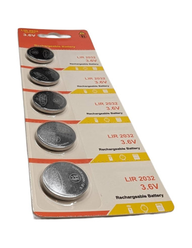 5 Baterías Recargables LIR2032 Milestock 3.6V 40mAh