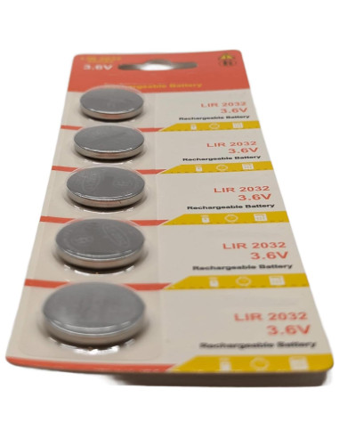 5 Baterías Recargables LIR2032 Milestock 3.6V 40mAh