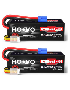 Batería Lipo HOOVO 4S 14.8V 6200mAh 120C EC5 Dron RC (Paquete de 2)