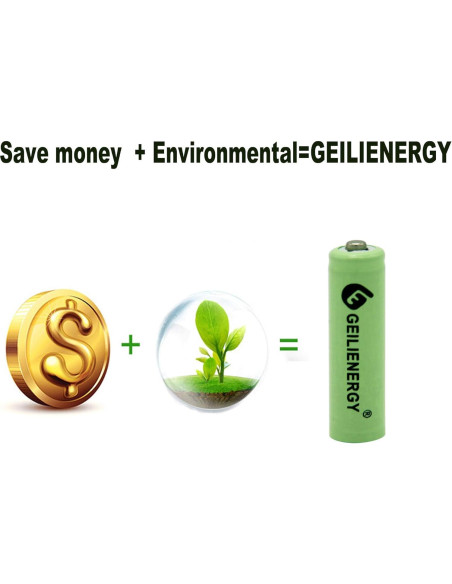 Baterías Recargables AA Ni-MH 600mAh GEILIENERGY - Paquete de 12