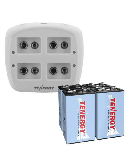 Cargador Tenergy TN136 Smart 4 Bahías + 4 Baterías 9V