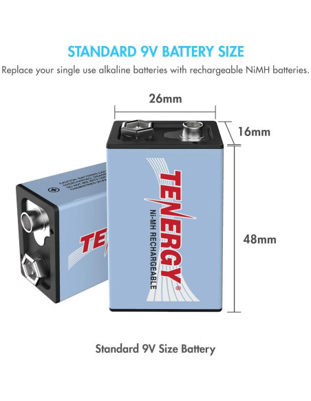 Cargador Tenergy TN136 Smart 4 Bahías + 4 Baterías 9V