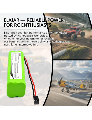 Batería NiMH 9.6V 2000mAh elxjar para RC Futaba y Hitec - 2 Pack