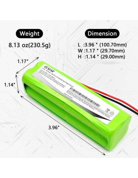 Batería NiMH 9.6V 2000mAh elxjar para RC Futaba y Hitec - 2 Pack