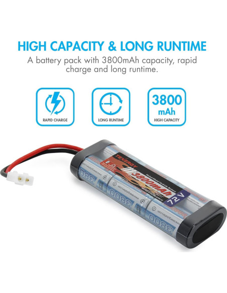 Batería NiMH 7.2V 3000mAh Tenergy + Cargador Universal RC