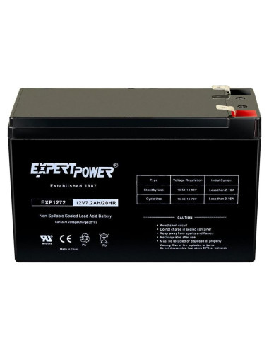 Batería de Plomo Sellada ExpertPower 12V 7.2AH para Alarma