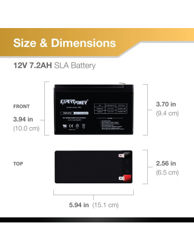 Batería de Plomo Sellada ExpertPower 12V 7.2AH para Alarma