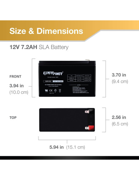 Batería de Plomo Sellada ExpertPower 12V 7.2AH para Alarma