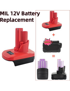 Adaptador de Batería Milwaukee MIL18M12 18V a 12V - 1 Paquete 2