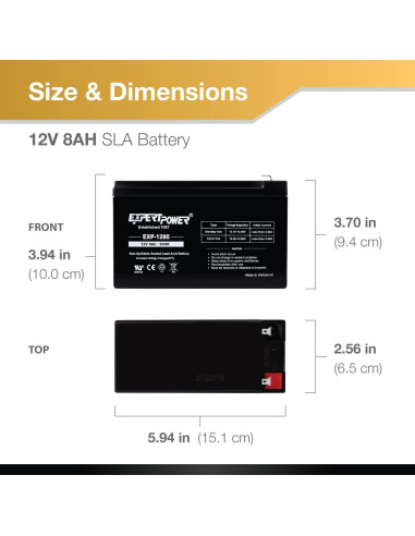 Batería de Plomo Sellada 12V 8AH ExpertPower para UPS