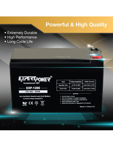Batería de Plomo Sellada 12V 8AH ExpertPower para UPS