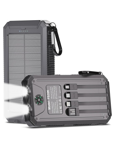 Cargador Solar Portátil KEPSWIN 20,000mAh con Linterna LED