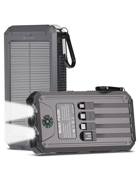 Cargador Solar Portátil KEPSWIN 20,000mAh con Linterna LED