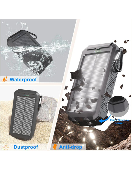 Cargador Solar Portátil KEPSWIN 20,000mAh con Linterna LED