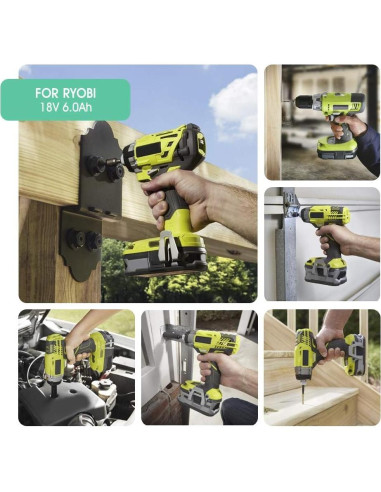 Batería de Litio 6.0Ah TenHutt para Ryobi 18V ONE+ - 2 Paquetes