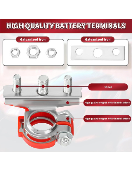 Conectores de Terminal de Batería 3 Vías XIOGZAXI Cobre Anticorrosión