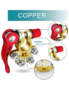 Conectores de terminal de batería ZONBANG 4 vías cobre 2PCS 2