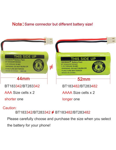 Batería recargable NiMH 2.4V 400mAh BAOBIAN - Paquete de 4