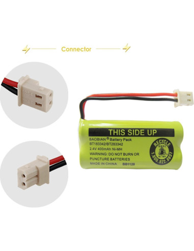 Batería recargable NiMH 2.4V 400mAh BAOBIAN - Paquete de 4