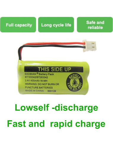 Batería recargable NiMH 2.4V 400mAh BAOBIAN - Paquete de 4