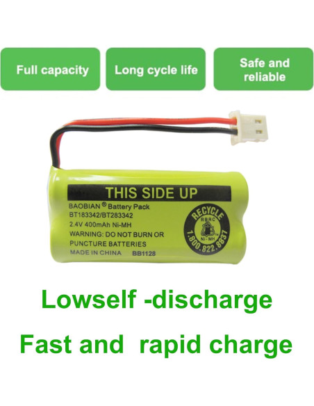 Batería recargable NiMH 2.4V 400mAh BAOBIAN - Paquete de 4