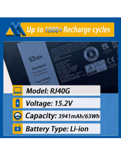 Batería de Reemplazo RJ40G 63Wh para Laptop Dell Latitude 14/15 2