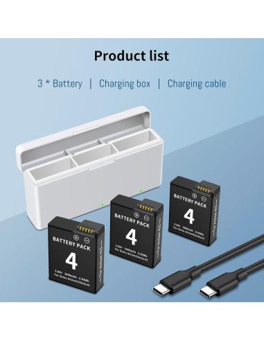 Paquete de 3 Baterías 1850mAh para DJI Osmo Action 4/3