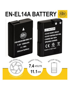 Batería BM Premium EN-EL14A para cámaras Nikon 1500 mAh 2