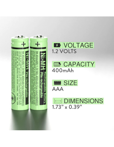 Baterías Recargables Ni-MH BK-40AAABU para Teléfono Panasonic