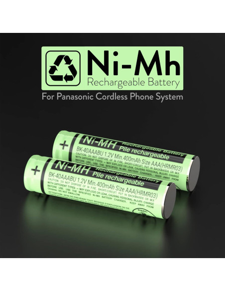 Baterías Recargables Ni-MH BK-40AAABU para Teléfono Panasonic