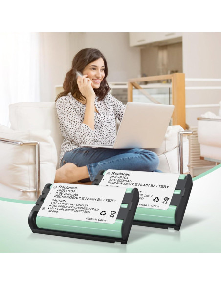 2 Baterías Recargables NiMH HHR-P104 800mAh 3.6V para Panasonic