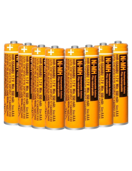 Paquete de 8 Baterías Recargables NiMH 550mAh AAA Panasonic