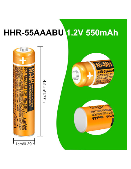 Paquete de 8 Baterías Recargables NiMH 550mAh AAA Panasonic