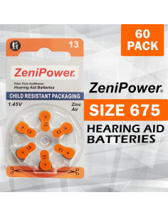 Baterías de Zinc-Aire ZeniPower A13 - 60 Unidades 2