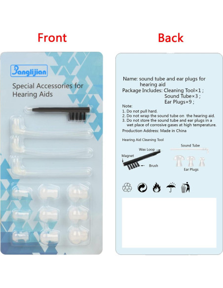 Accesorios para Audífonos BTE Banglijian - 3 Tubos, 9 Tapones, Herramienta