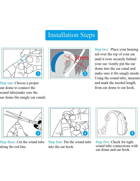 Accesorios para Audífonos BTE Banglijian - 3 Tubos, 9 Tapones, Herramienta