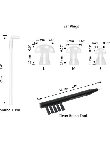 Accesorios para Audífonos BTE Banglijian - 3 Tubos, 9 Tapones, Herramienta