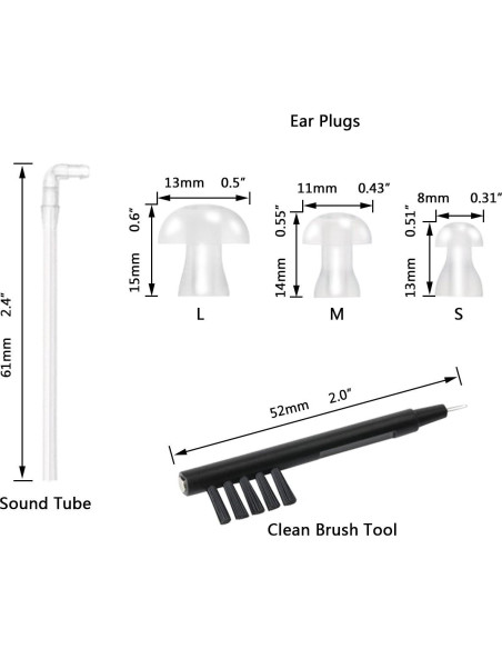 Accesorios para Audífonos BTE Banglijian - 3 Tubos, 9 Tapones, Herramienta