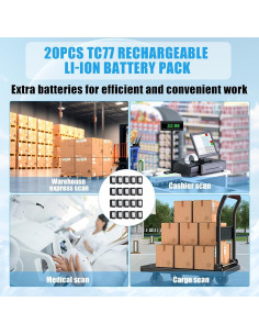 20 Baterías de Reemplazo Polímero Litio Sicimly para Zebra TC70 TC75 2